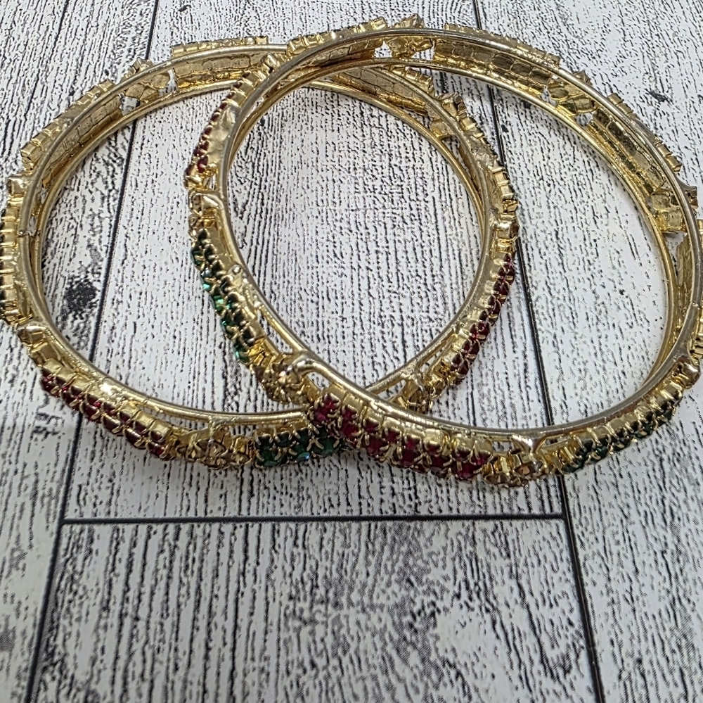 Elegant Gold and Multicolor Bangles